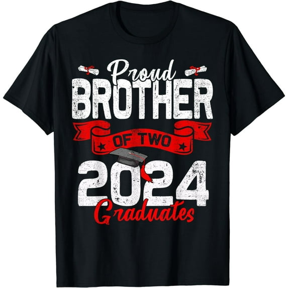Proud Brother of Two 2024 Graduates Funny Class of 24 Senior T-Shirt