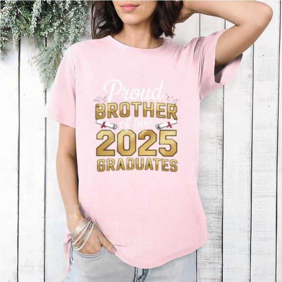 Proud Brother of Two 2025 Graduates Senior Celebration Gift T-Shirt, for men & women, up to size 5XL
