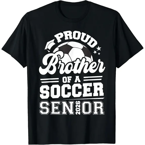 Proud Brother of a Soccer Senior 2026 Graduation T-Shirt Retro Sports Fan Apparel Men's Short Sleeve Tee