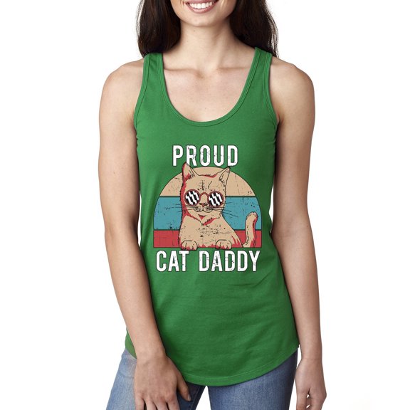 Proud Cat Daddy Cat Lover Ladies Racerback Tank Top, Kelly, Large