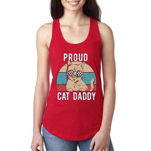 Proud Cat Daddy Cat Lover Ladies Racerback Tank Top, Red, Large