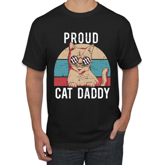 Proud Cat Daddy Cat Lover Men's Graphic T-Shirt, Black, Large