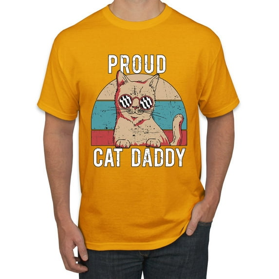 Proud Cat Daddy Cat Lover Men's Graphic T-Shirt, Gold, Medium