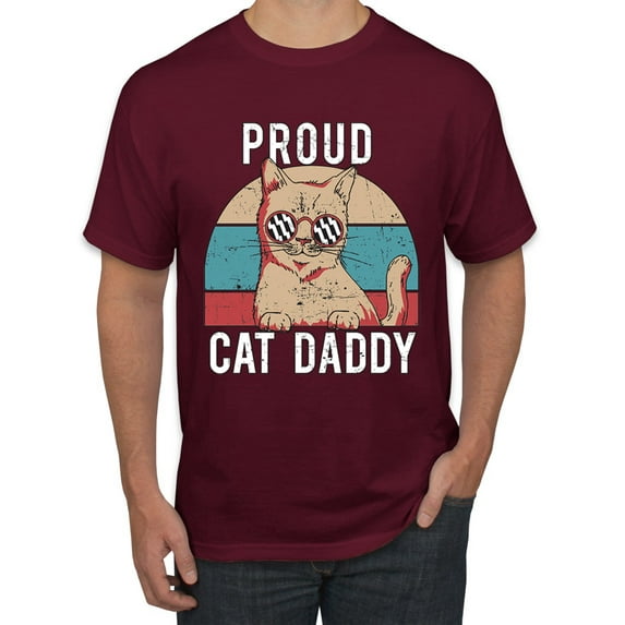 Proud Cat Daddy Cat Lover Men's Graphic T-Shirt, Maroon, 3X-Large
