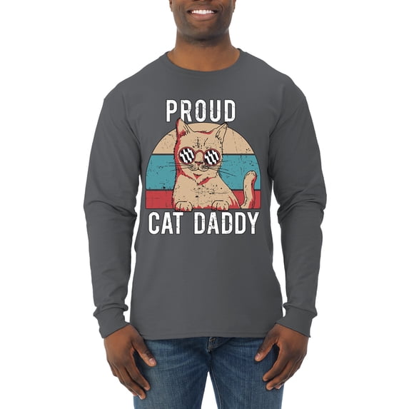 Proud Cat Daddy Cat Lover Mens Long Sleeve Shirt, Charcoal, XX-Large