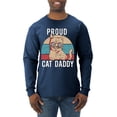thumbnail image 1 of Proud Cat Daddy Cat Lover Mens Long Sleeve Shirt, Vintage Heather Navy, Medium, 1 of 5