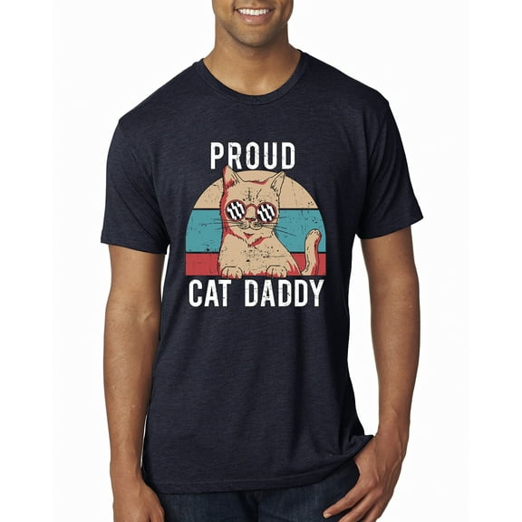 Proud Cat Daddy Cat Lover Mens Premium Tri Blend T-Shirt, Vintage Navy, Small