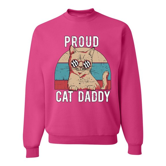 Proud Cat Daddy Cat Lover Unisex Crewneck Graphic Sweatshirt, Fuschia, 3X-Large