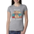 thumbnail image 1 of Proud Cat Daddy Cat Lover Womens Slim Fit Junior Tee, Heather Grey, Small, 1 of 5