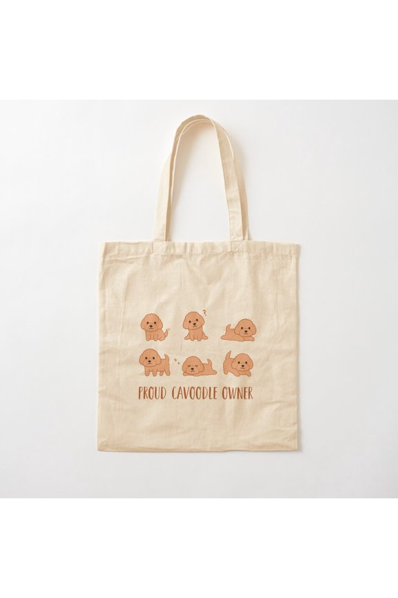 Proud Cavoodle Owner, Pink, Cavapoo Style 002 Canvas Tote Bags, Reusable Shopping Bag