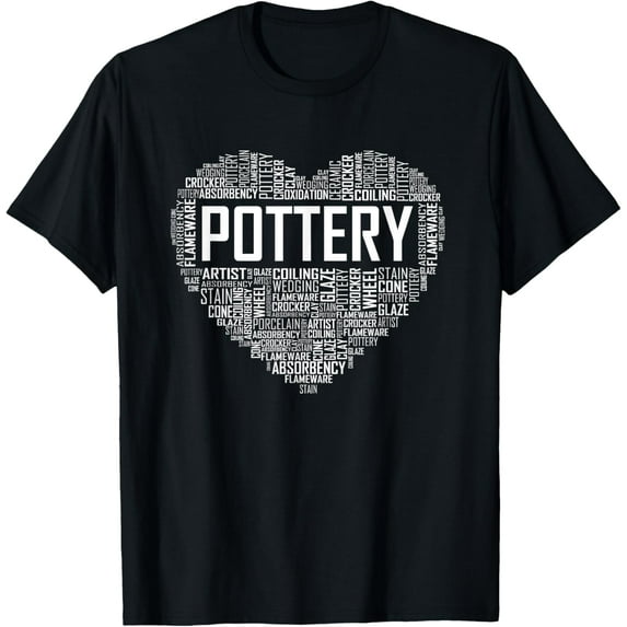 t-shirt Proud Clay Pottery Heart for Ceramic Artist T-Shirt mens,black,women,funny,journey,Crew Neck, Short Sleeve,custom clothing patterns.gift