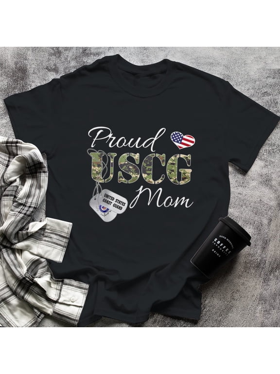 Proud Coast Guard Mom Coast Guard Graduation T-shirt, 2X-Large, Black
