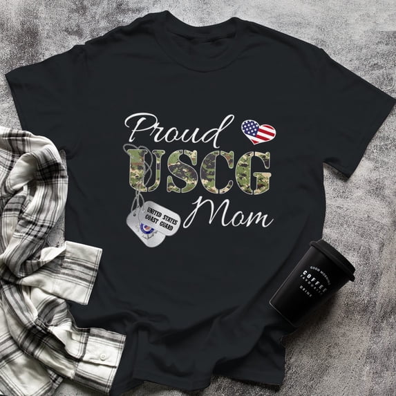 Proud Coast Guard Mom Coast Guard Graduation T-shirt, Small, Black