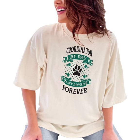 Proud Coordinator and Cat Lover Forever, Ivory Comfort Colors T-Shirt, Small