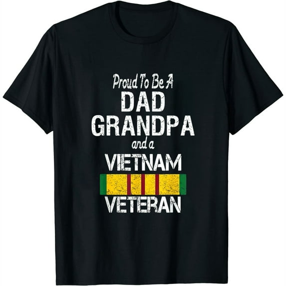 Proud Dad Grandpa Vietnam Veteran - Vintage US Military Vet Womens T-Shirt Black L
