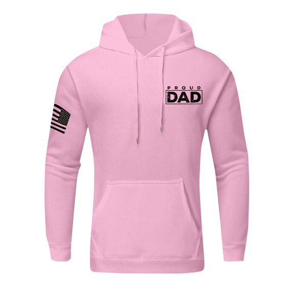 Proud Dad Hoodie Comfortable Cotton Blend Sweatshirt with American Flag Design Pink