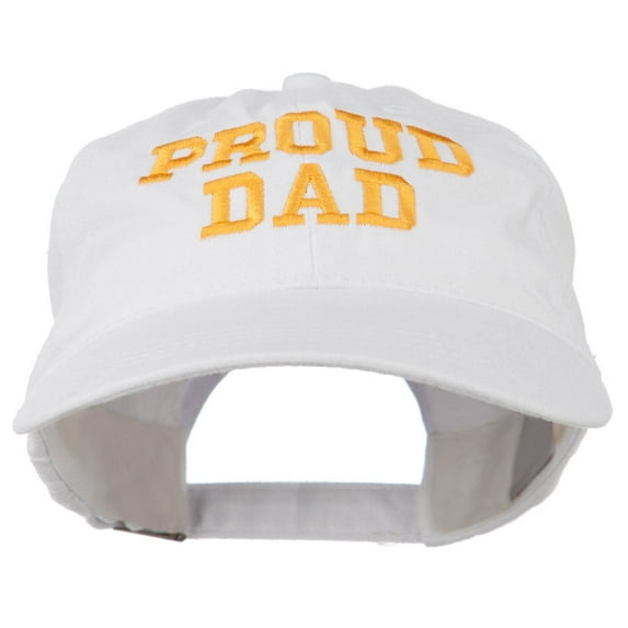 Proud Dad Letters Embroidered Washed Cotton Cap - White OSFM