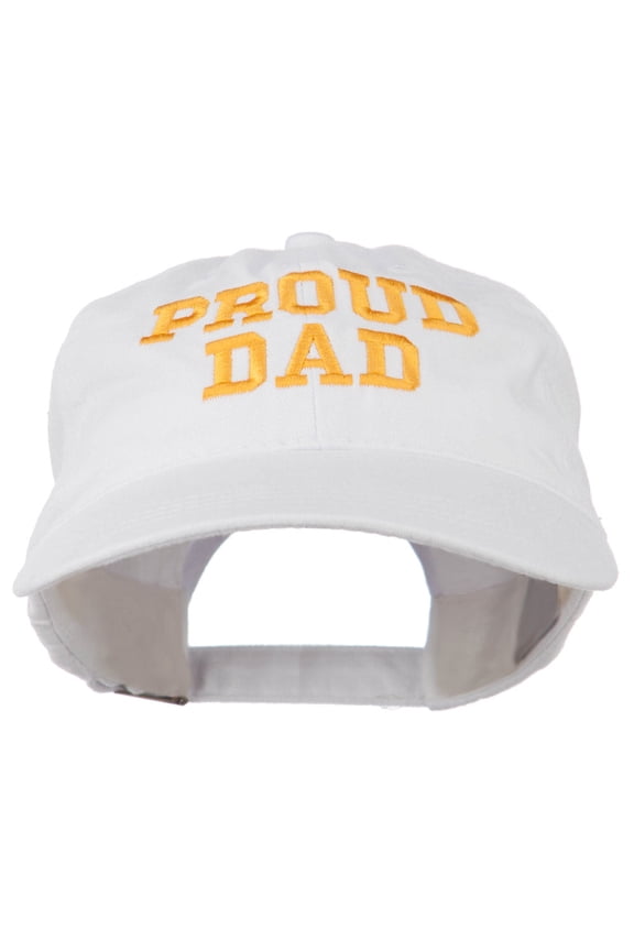 Proud Dad Letters Embroidered Washed Cotton Cap - White OSFM