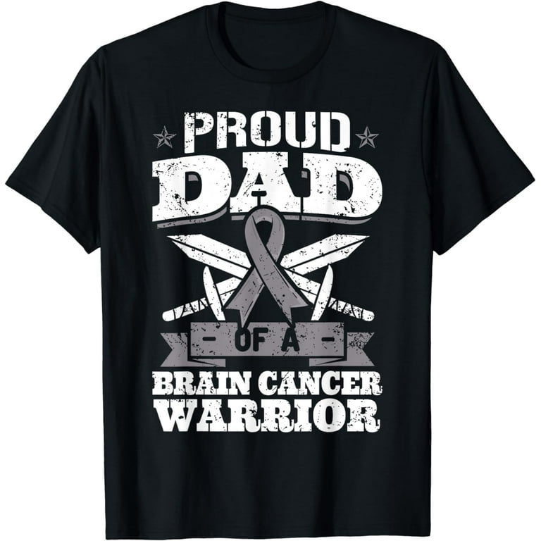 Brain Cancer Warrior T-Shirt Gray Awareness Ribbon Brain Cancer Warrior T-Shirt Gray Awareness Ribbon