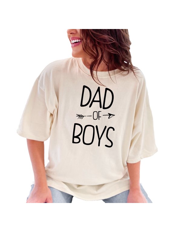 Proud Dad Of Boys Arrow Graphic, Ivory Comfort Colors T-Shirt, Large