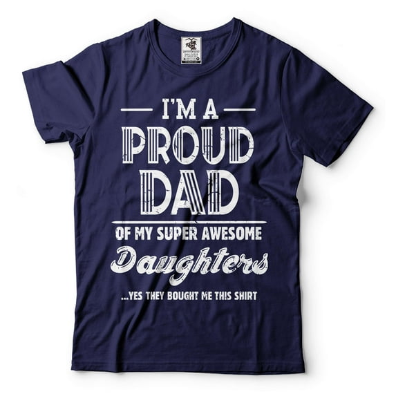 Proud Dad Of Daughters Shirt Father Daughters Tee Fathers Day Dad Shirt Father Tee Papa Shirt (3X-Large Navy Blue)