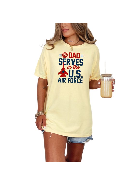 Proud Dad Serves in US Air Force, Butter Comfort Colors T-Shirt, Medium