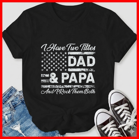 Proud Dad and Papa Retro Distressed Father Day Gift Vintage Unisex T-Shirt, up to size 5XL