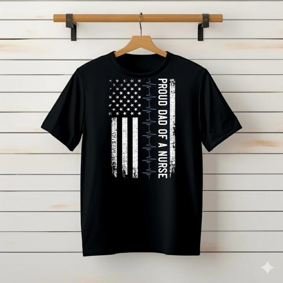 Proud Dad of a Nurse Shirt, Nurse Flag Gift, Fathers Day Nurse Gift, RN Dad###TeaBagTeaHouse, Unsiex Shirt