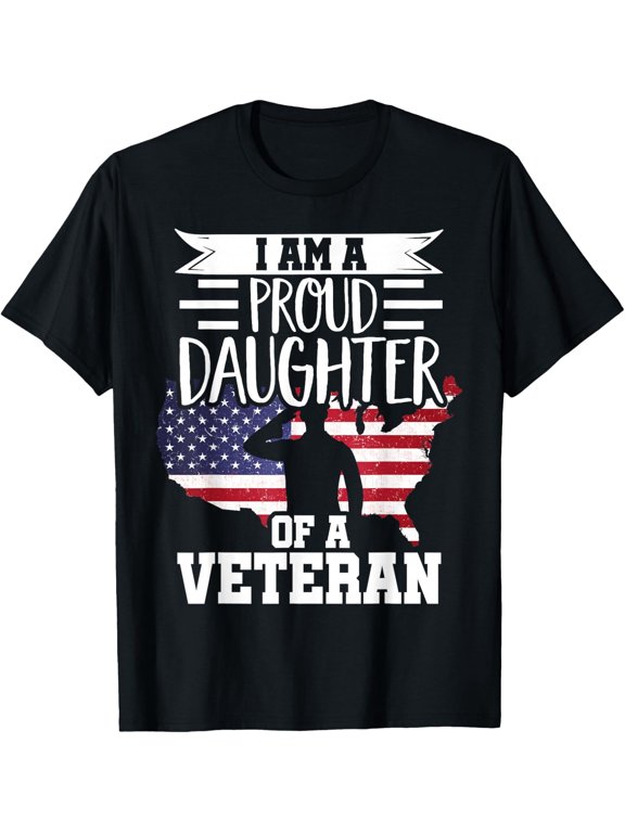 Proud Daughter of a Veteran Patriotic USA Flag Military Family Gift T-Shirt Retro American Pride Apparel