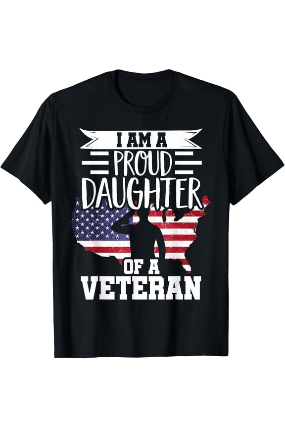 Proud Daughter of a Veteran Patriotic USA Flag Military Family Gift T-Shirt Retro American Pride Apparel