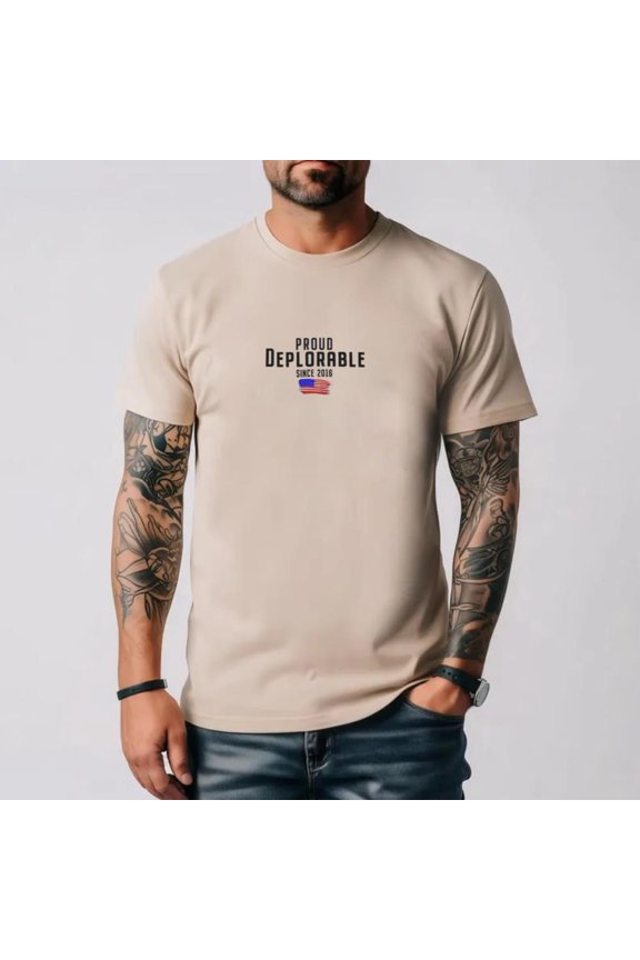 Proud Deplorable Since 2016 Conservative Unisex T-Shirt Flag-Bearer-1, for men & women, up to size 5XL