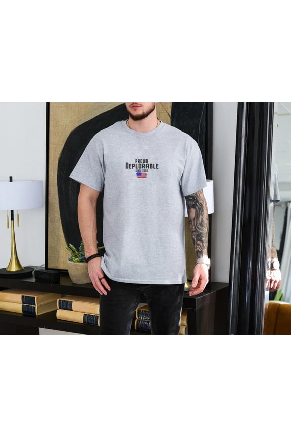 Proud Deplorable Since 2016 Conservative Unisex T-Shirt Flag-Bearer-1, for men & women, up to size 5XL