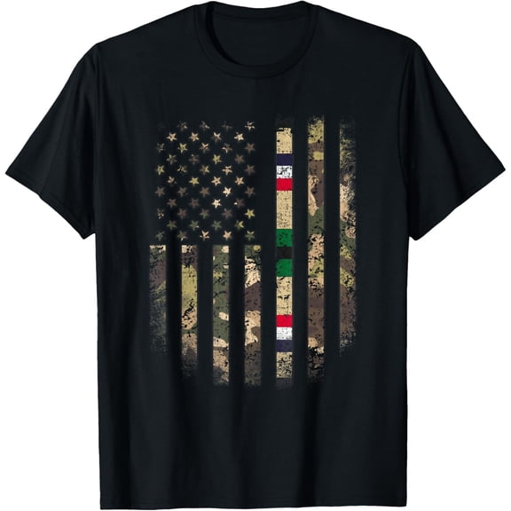 Proud Desert Storm Veteran Camo US Flag Ribbon Military Gift T-Shirt