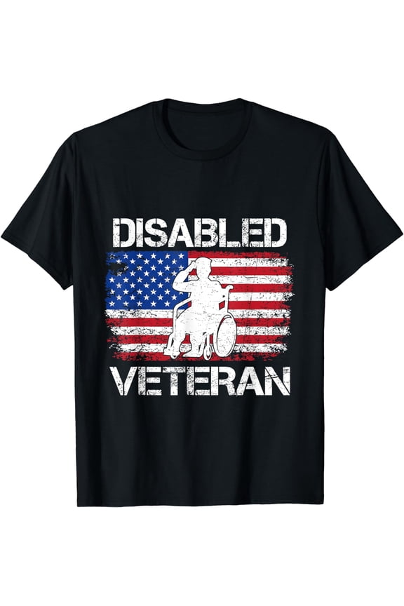 Proud Disabled Veteran Flag American USA Vet Military T-Shirt