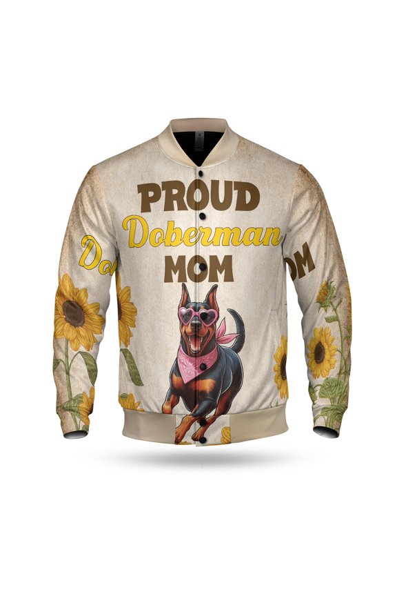 Proud Doberman Pinscher Mom Happy Mother's Day with Love All Over Print 3D Baseball Jacket Doberman Dog Lover Gifts Bomber Jacket Softball - 02003