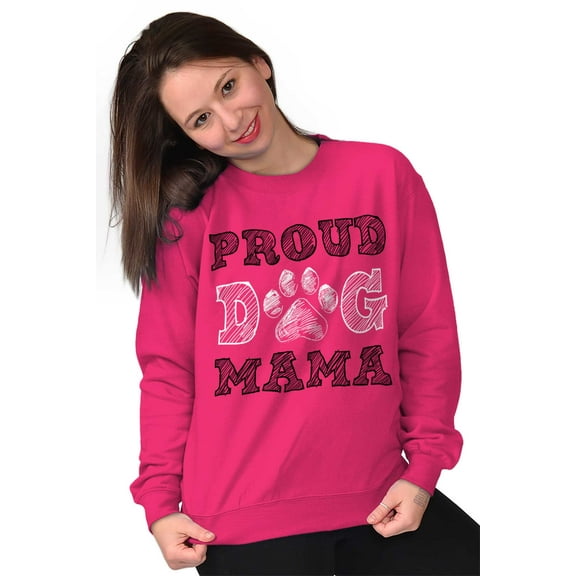 Proud Dog Mama Mom Owner Animal Lover Women Plus Size Crewneck Sweatshirt Brisco Brands 3X