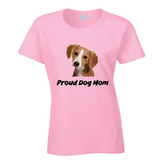 Proud Dog Mom Novelty Pet T-Shirt Lady's Fitted Puppy Print Clothing New Tee