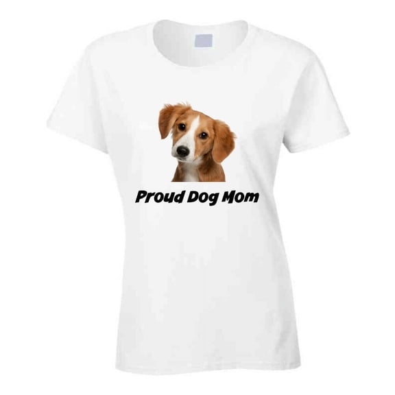 Proud Dog Mom Novelty Pet T-Shirt Lady's Fitted Puppy Print Clothing New Tee