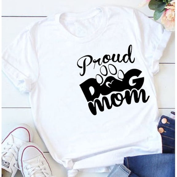 Proud Dog Mom, Short Sleeves Graphic Tshirts. 100% Cotton T-Shirts, The Everyday Wear For Pet Lovers.