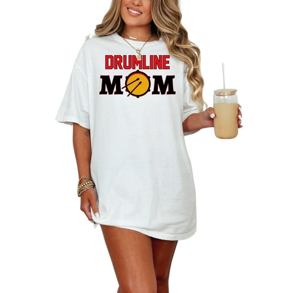 Proud Drumline Mom Musical Passion, White Comfort Colors T-Shirt, Small