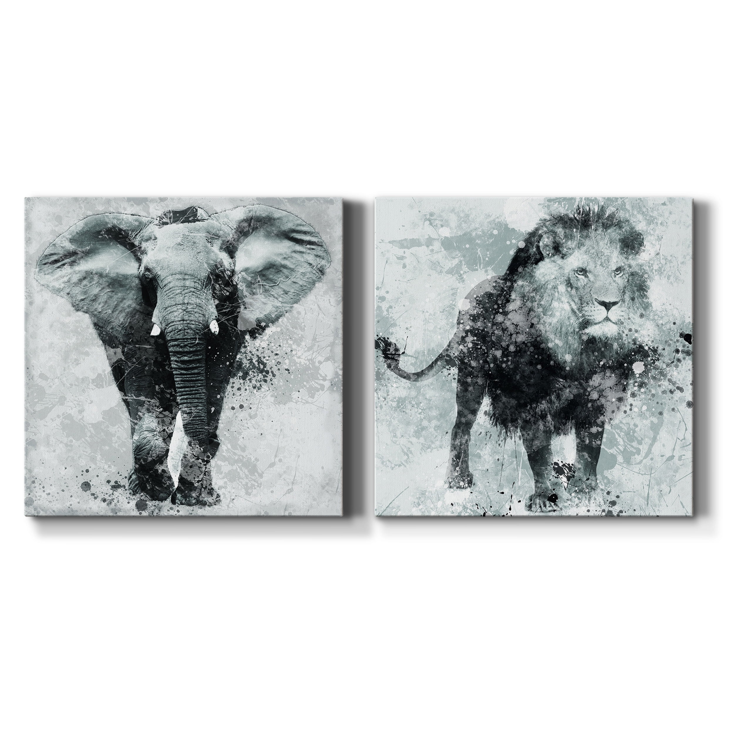 Proud Elephant - Premium Gallery Wrapped Canvas - Ready to Hang Set of 2 - 10 x 10 Each