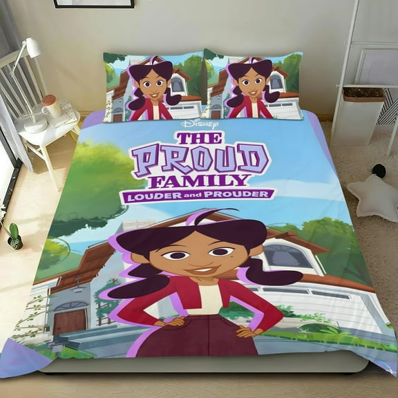 The Proud Family Louder and Prouder-themed Bed Sheet Set Three Piece Set Comfortable And Skin Friendly Unique Design Home Decor Gifts For Family Friends fans54''x79''135cm*200cm