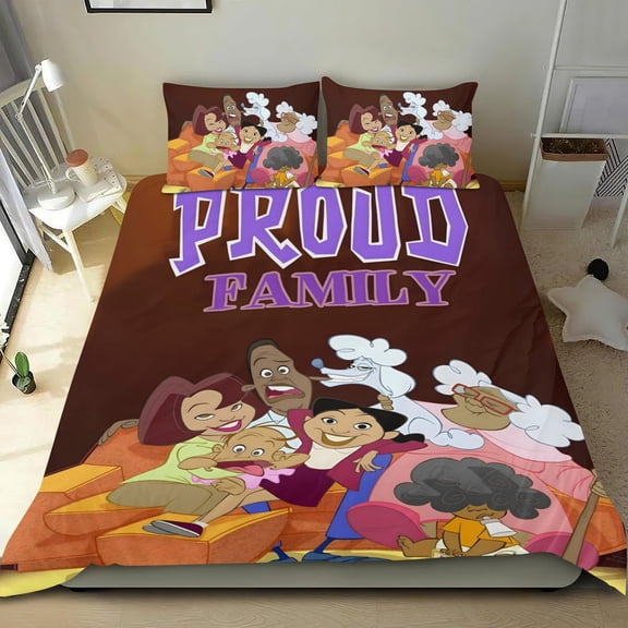 Proud Family Themed Bed Sheet Set Three Piece Set 53x79 Inches Comfortable And Skin Friendly Unique Design Creating A Star Studded Night