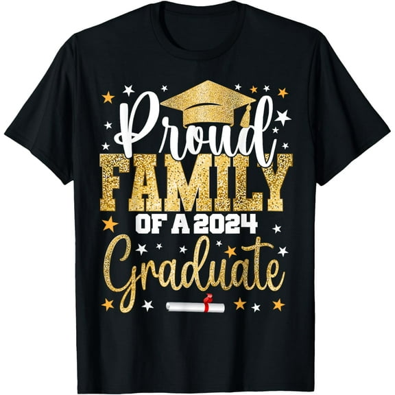 t-shirt Proud Family of a 2024 Graduate Class Senior Graduation T-ShirtMen and women can wear, black T-shirts, gifts. Age: M,L,XL 2XL, 3XL, 4XL