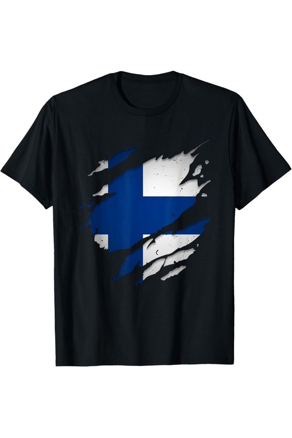 Proud Finnish Shirts | Torn Ripped Finland Flag T-Shirt