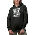thumbnail image 1 of Proud Firefighter Wife Quote, Groovy Retro Wavy Text Merch Gift, Black Hooded Sweatshirt or Hoodie, Small, 1 of 5