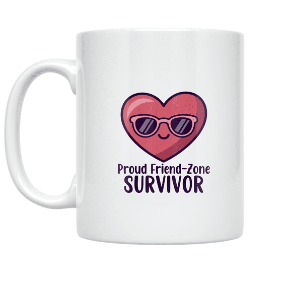 Proud Friend-Zone Survivor Heart Design - Single Life Enthusiast - 11 oz Ceramic Coffee Mug