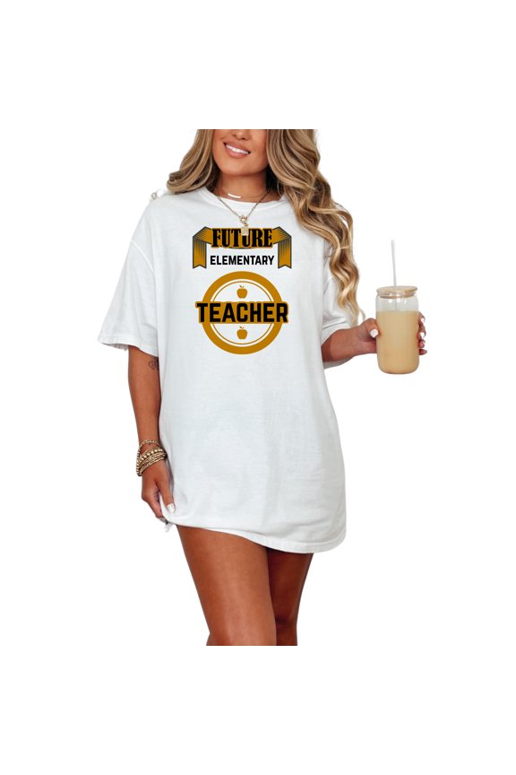 Proud Future Elementary School Teacher, White Comfort Colors T-Shirt, Medium