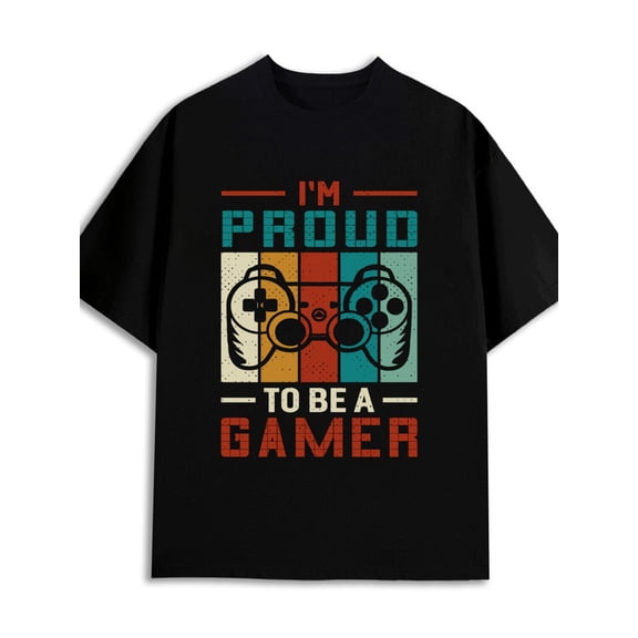 Proud Gamer Tee 180G 100% Cotton 180G 100% Cotton men's retro plus size short black Unique Design Unisex Shirt Graphic Tee tshirts Classic Unisex Shirt Cotton tshirts new years gifts