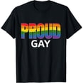 thumbnail image 1 of 'Proud Gay' Gift | Homosexuality Lesbian LGBT Gay Pride Flag T-Shirt, 1 of 4